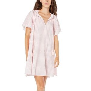 Roller Rabbit Hathi Gingham Temmy Dress‎ XS Pink elephant swim beach coverup